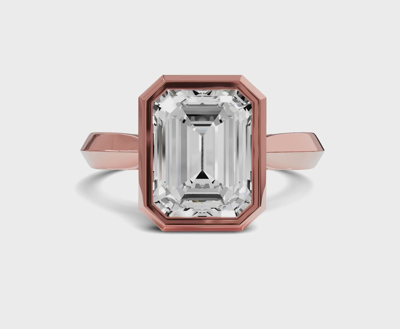 Emerald cut engagement rings | Bezel setting |Solitaire