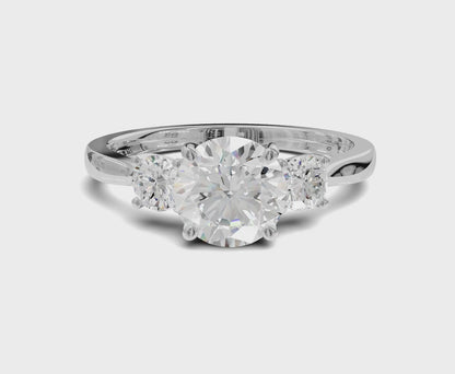 Elegant Three Stone 1.35ct Round Engagement Ring | Forever Love