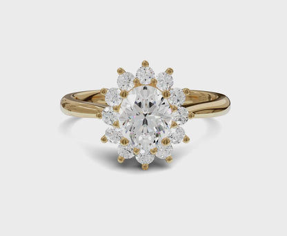 Exquisite Halo Oval Diamond Engagement Ring | 1.00Ct
