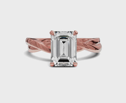 Emerald cut engagement rings | Twisted shank