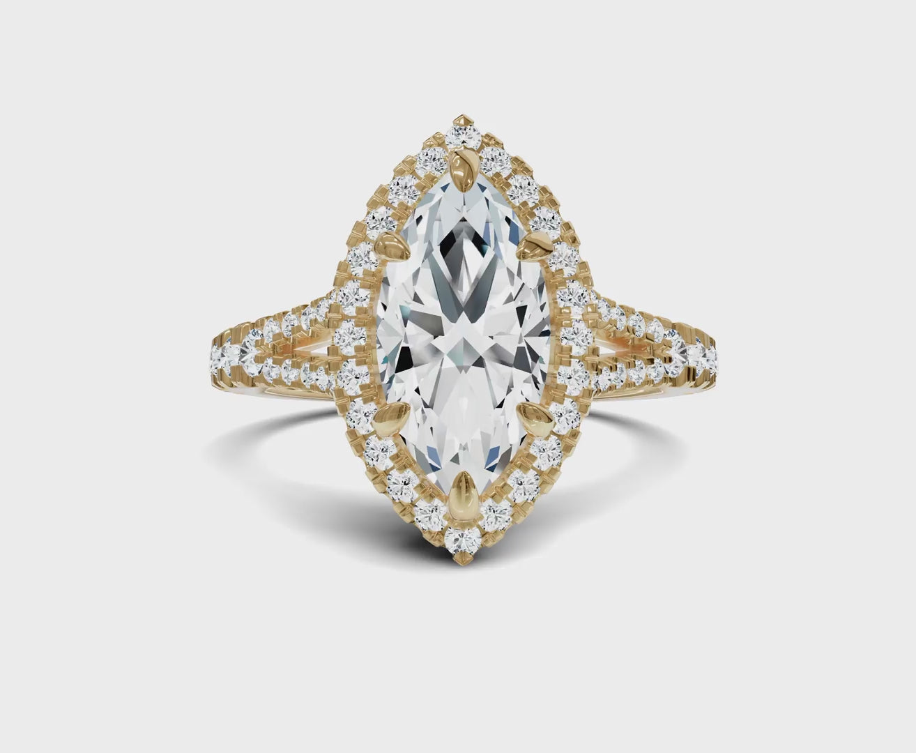 Marquise Diamond Engagement Ring | Halo & Split Shank