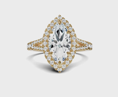 Marquise Diamond Engagement Ring | Halo & Split Shank