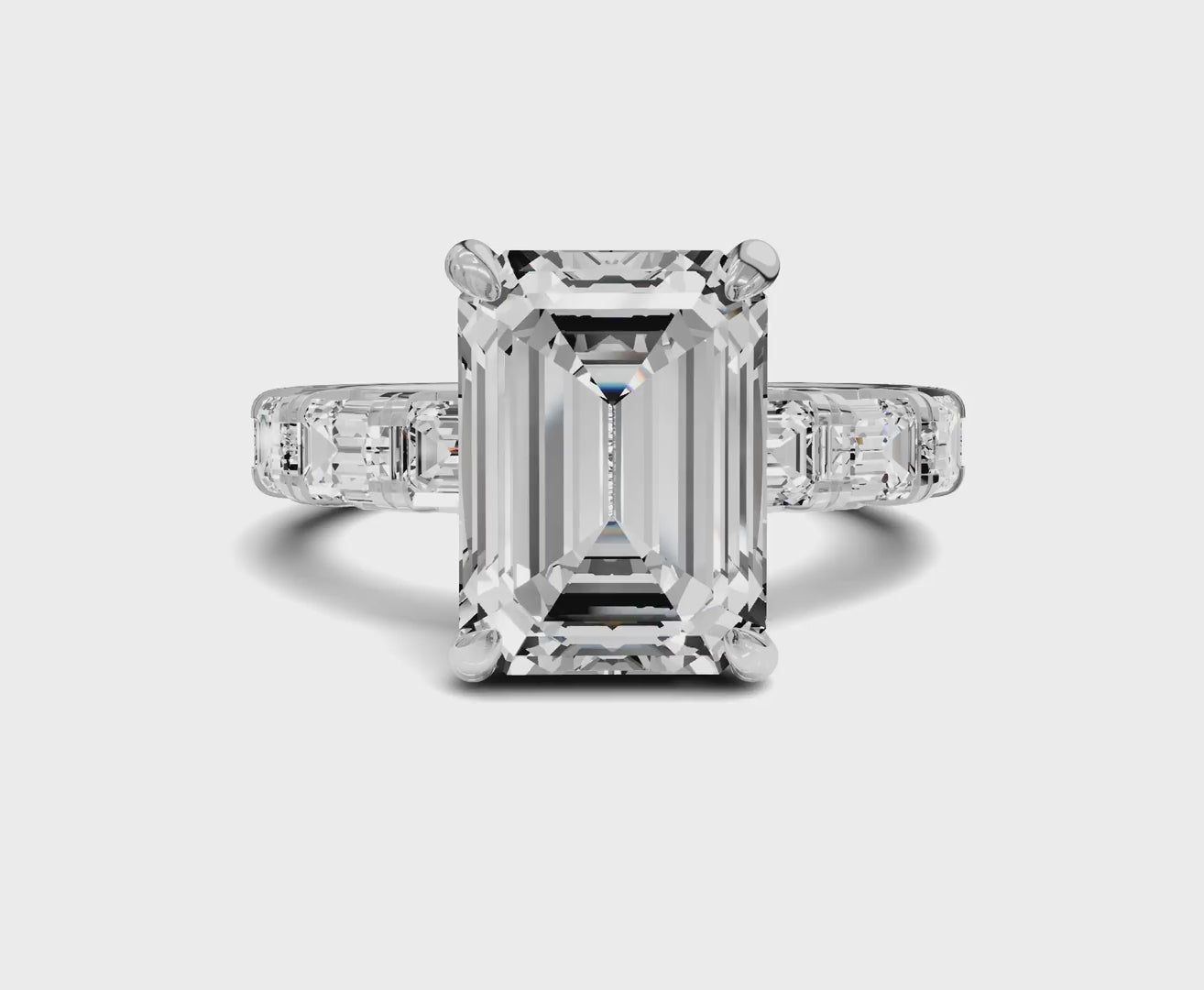 Brilliant 7 Carat Emerald Diamond Engagement Ring