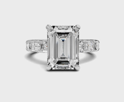 Brilliant 7 Carat Emerald Diamond Engagement Ring