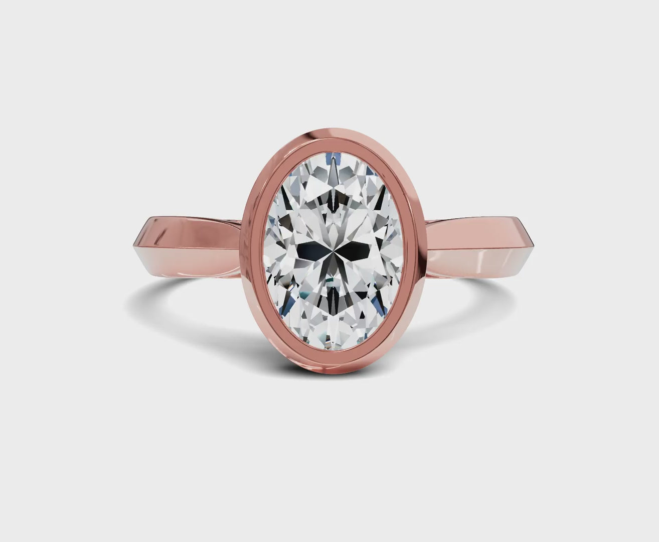 Ovaler Verlobungsring mit im Labor gezüchtetem Diamanten in Zargenfassung