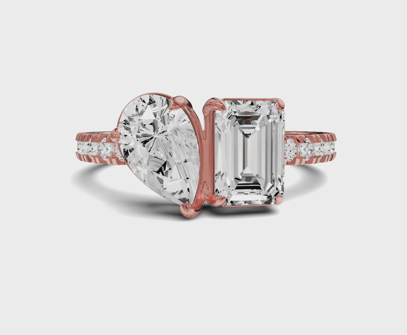 Pear & Emerald Cut Toi Et Moi Engagement Ring | 2.50ct Lab Grown