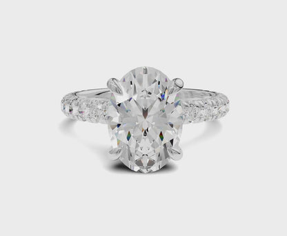Luxurious Engagement Ring with Hidden Halo|2.50 ct|Oval Cut