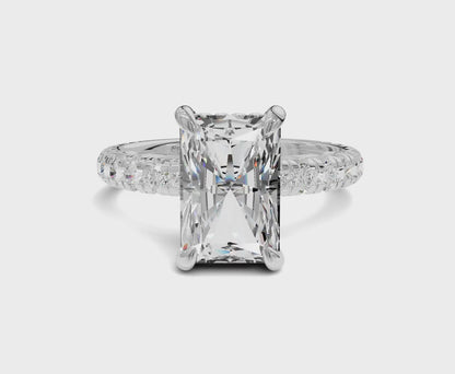 Luxurious Engagement Ring with Hidden Halo|3 ct|Radiant Cut