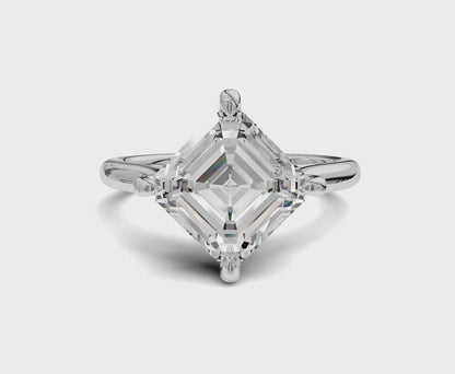 2.60 Ct Asshcher Cut Engagement Ring With Hidden Halo