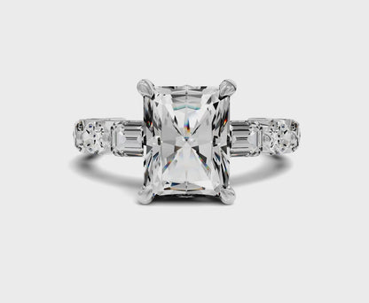 Brilliant 4.25 Carat Radiant Diamond Ring with Side Diamonds