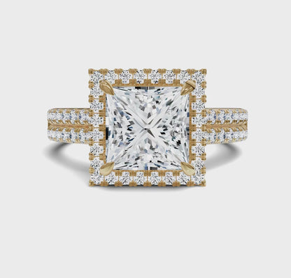 Princess cut diamond Engagement rings with Halo