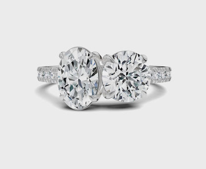 Oval & Round Cut Toi Et Moi Engagement Ring | 2.25ct Lab Grown