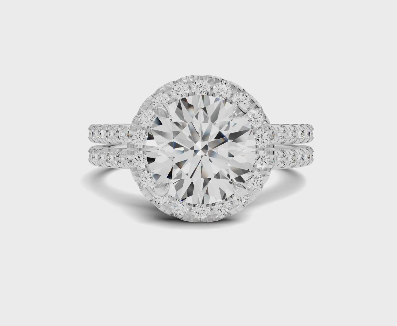 2.75 Ct Round Diamond Halo Engagement Ring with Side Stones