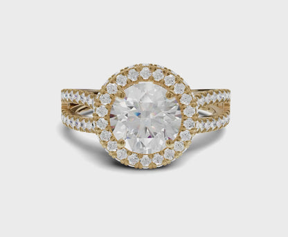 Split Shank Halo Round Diamond Ring | 1.75ct | Timeless Elegance