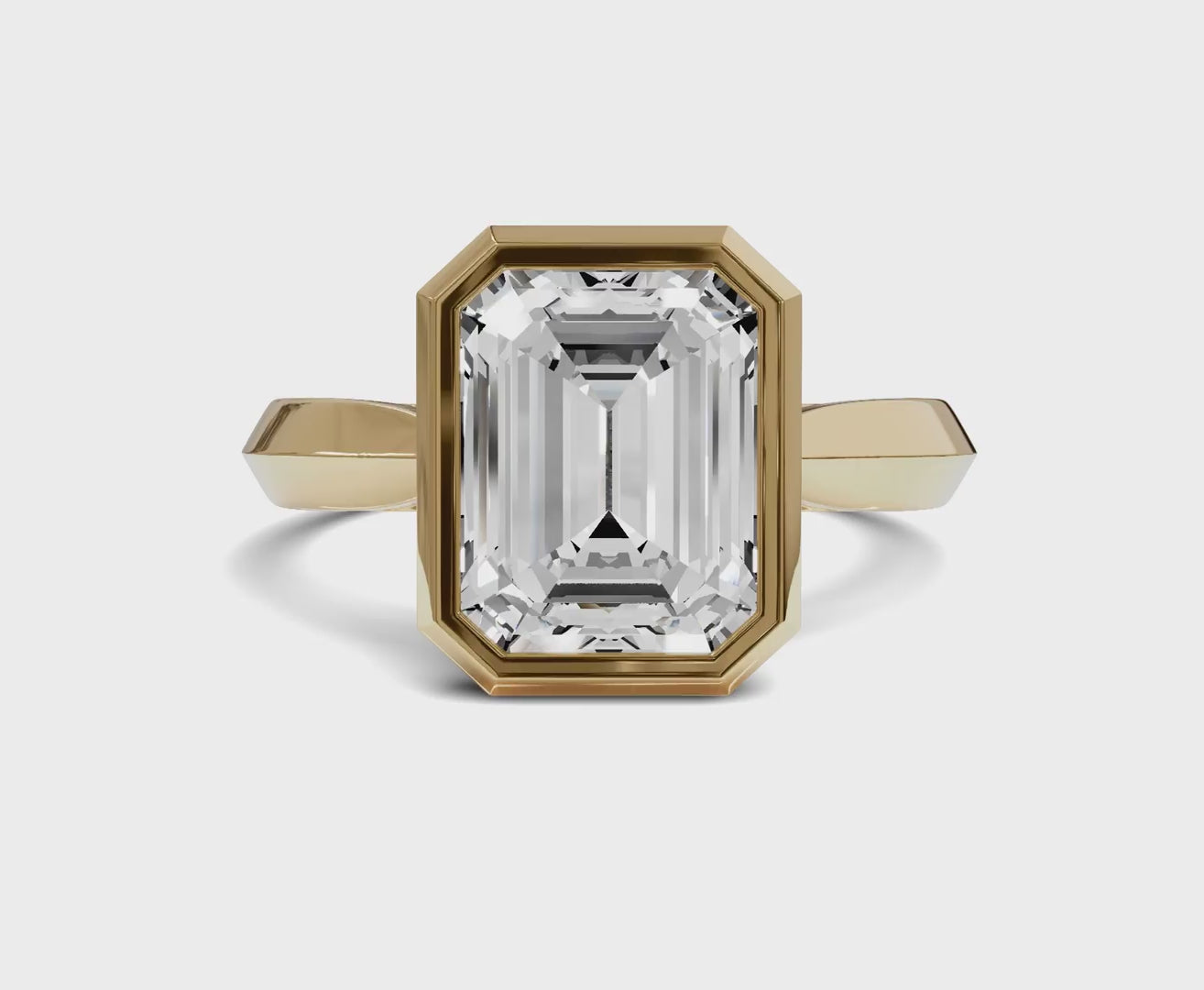 Emerald cut engagement rings | Bezel setting |Solitaire