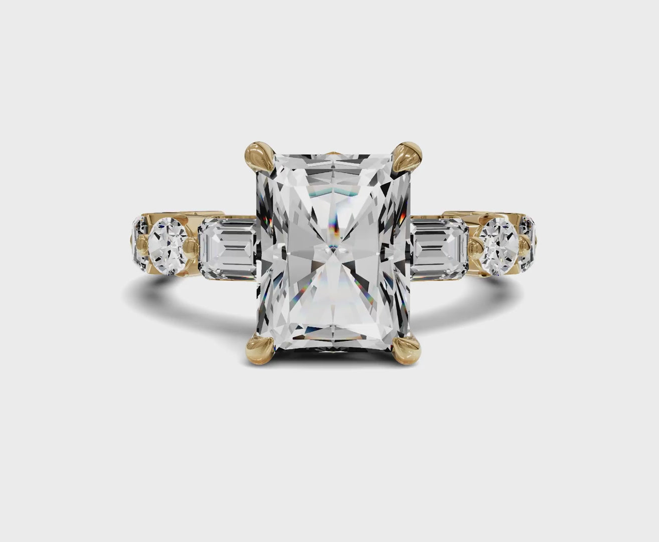 Brilliant Radiant Cut Engagement Ring With Side Diamonds