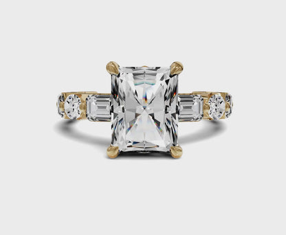 Brilliant Radiant Cut Engagement Ring With Side Diamonds