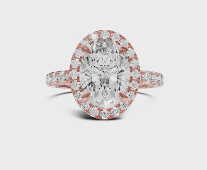 2.60 Ct. Oval Lab Grown Diamond With Halo & Side Stones Ring