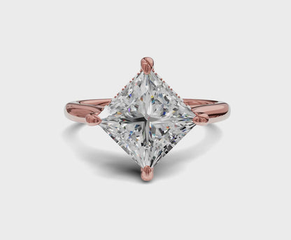 2.60 Ct Princess Cut Engagement Ring With Hidden Halo
