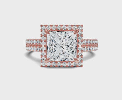 Princess cut diamond Engagement rings with Halo