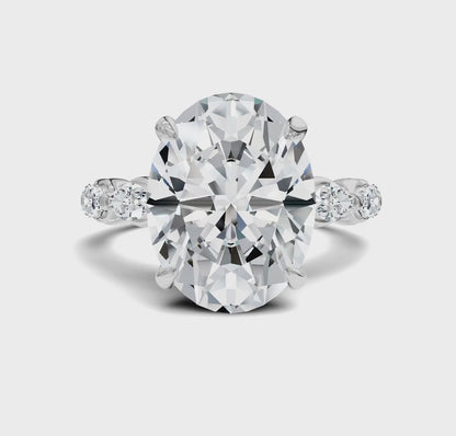 Luxury Oval Cut Diamond Engagement Ring with Halo & Side Stones