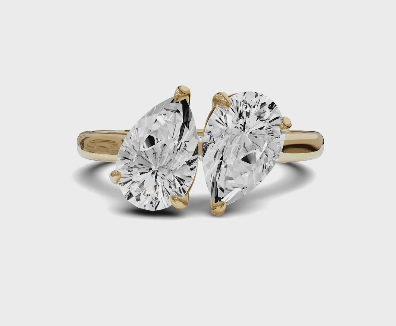 Unique Toi et Moi Ring with Twin Pear Diamonds