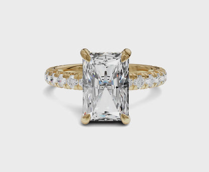 Luxurious Engagement Ring with Hidden Halo|3 ct|Radiant Cut
