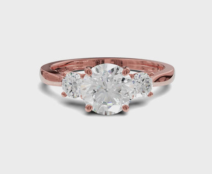 Elegant Three Stone 1.35ct Round Engagement Ring | Forever Love