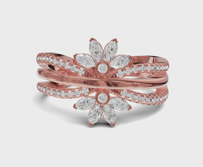 Elegant Flower Lab Grown Diamond Ring | 0.35ct