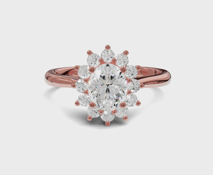 Exquisite Halo Oval Diamond Engagement Ring | 1.00Ct