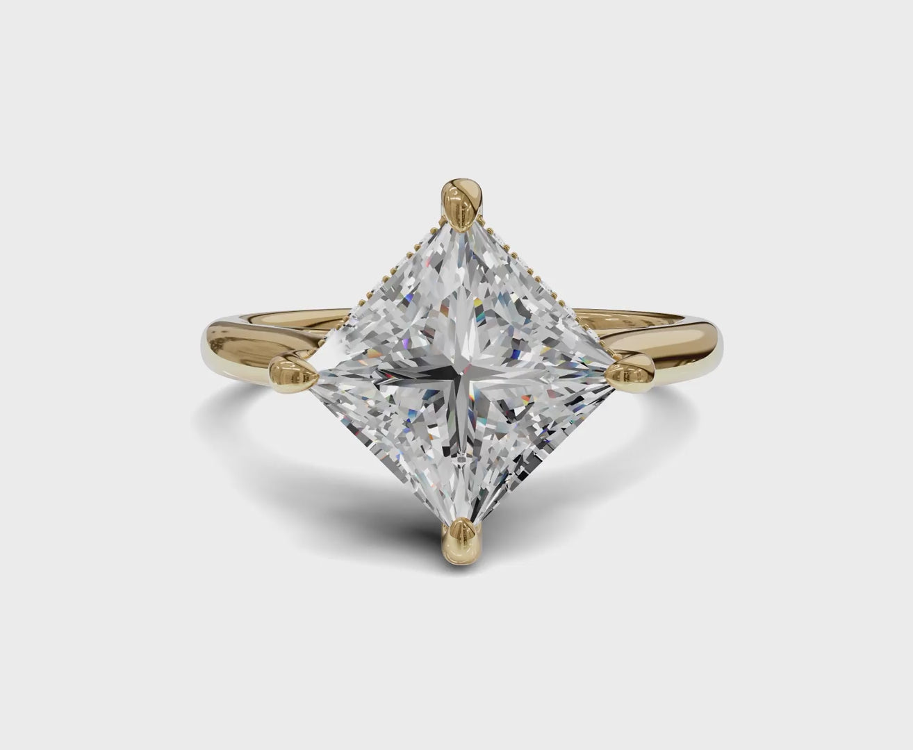 2.60 Ct Princess Cut Engagement Ring With Hidden Halo
