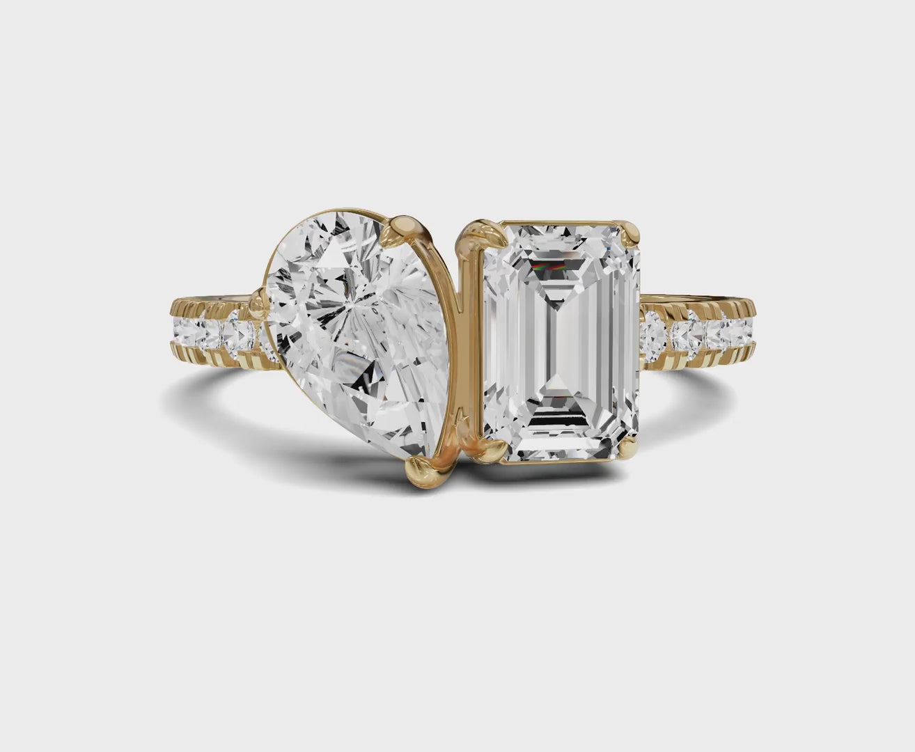 Pear & Emerald Cut Toi Et Moi Engagement Ring | 2.50ct Lab Grown