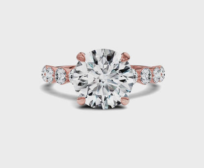 Round Diamond Engagement Ring with Side Stones & Hidden Halo