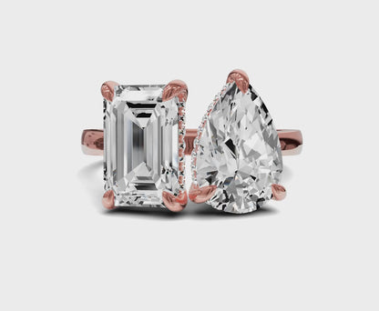 Pear & Emerald Toi et Moi Diamond Ring