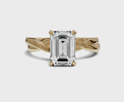 Emerald cut engagement rings | Twisted shank