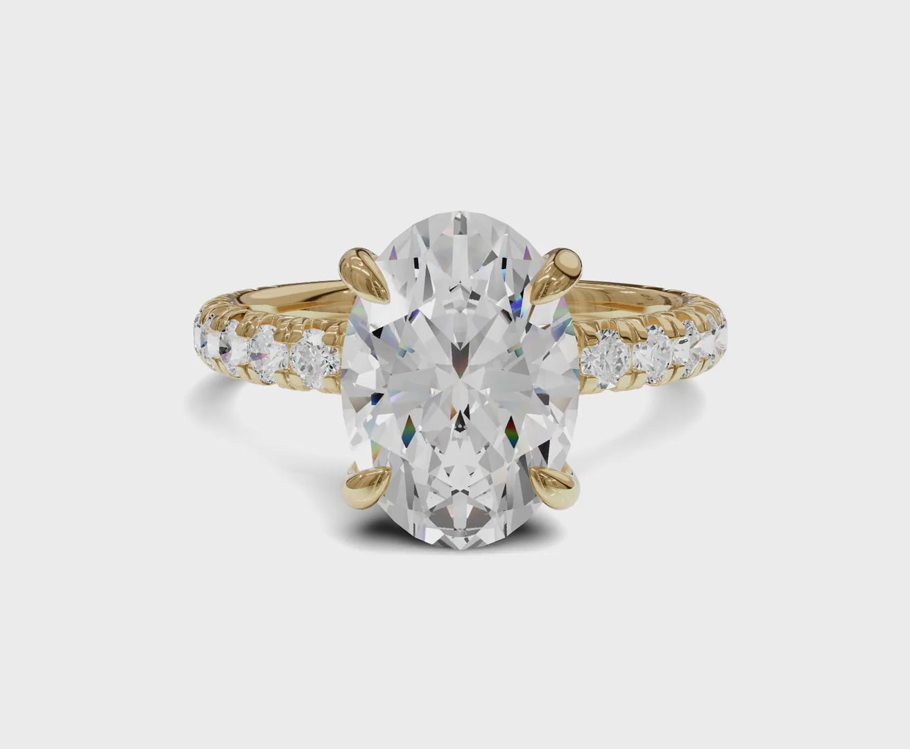 Luxurious Engagement Ring with Hidden Halo|2.50 ct|Oval Cut