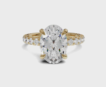 Luxurious Engagement Ring with Hidden Halo|2.50 ct|Oval Cut